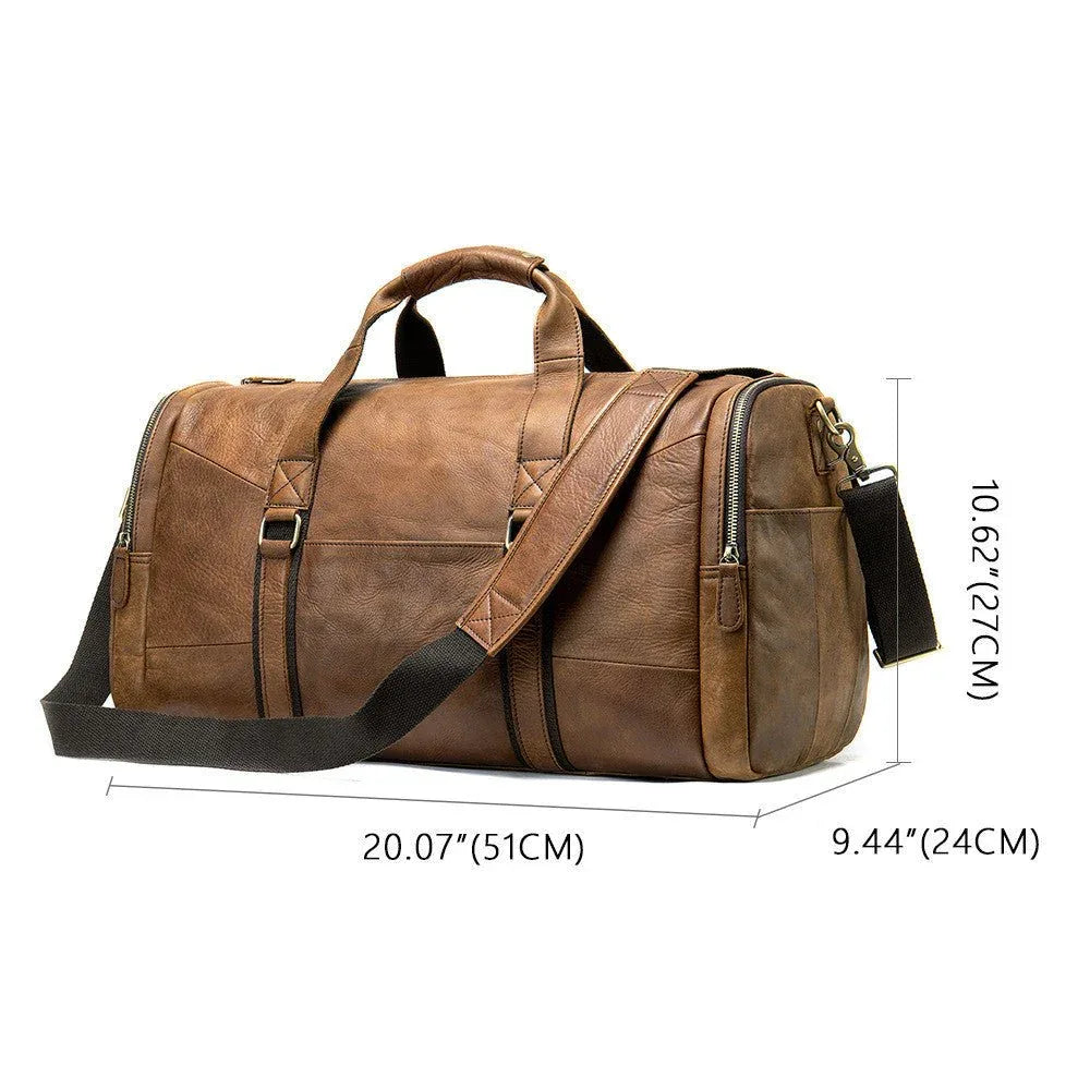 Genuine Leather Men's Business Travel Top Layer Cowhide One-shoulder Duffle Bag