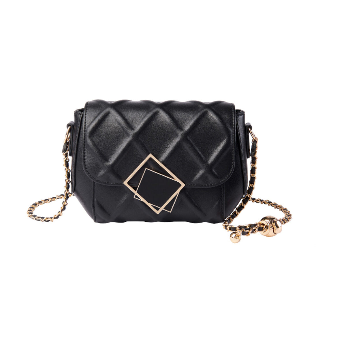Geometric Lock Quilted Shoulder Bag-0