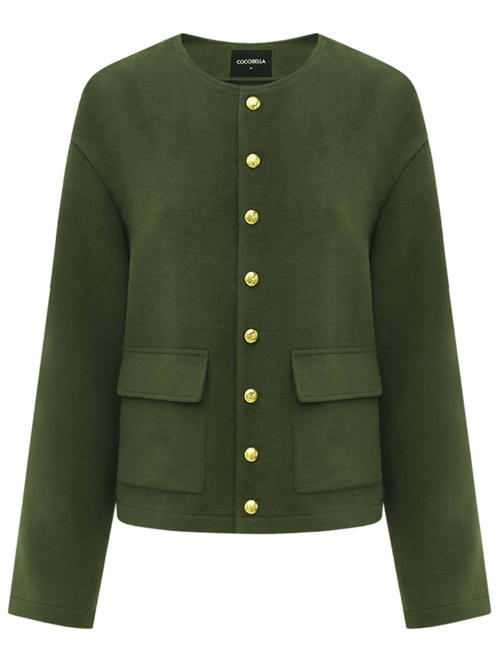Green Letterman Jacket with Gold Snap Buttons