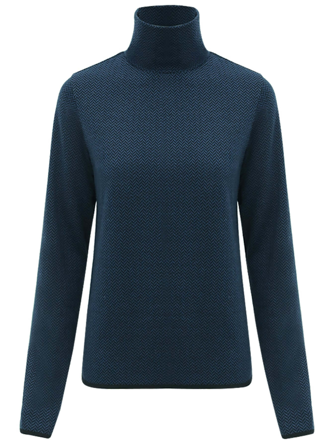 Herringbone High Neck Knit Top in Navy