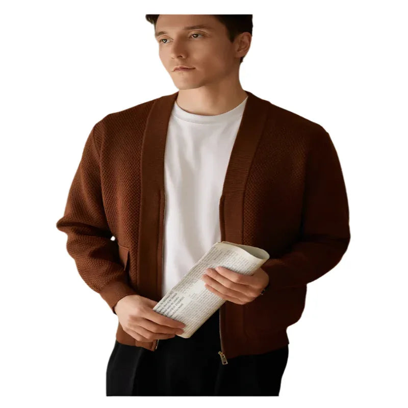 High-Grade V-Neck Knitted Sweater Cardigan Coat For Men