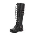 High Over The Knee Round Toe Lace-Up Women's Boots