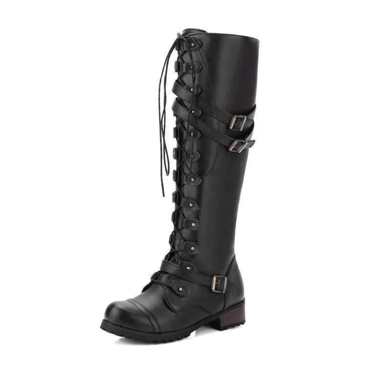 High Over The Knee Round Toe Lace-Up Women's Boots