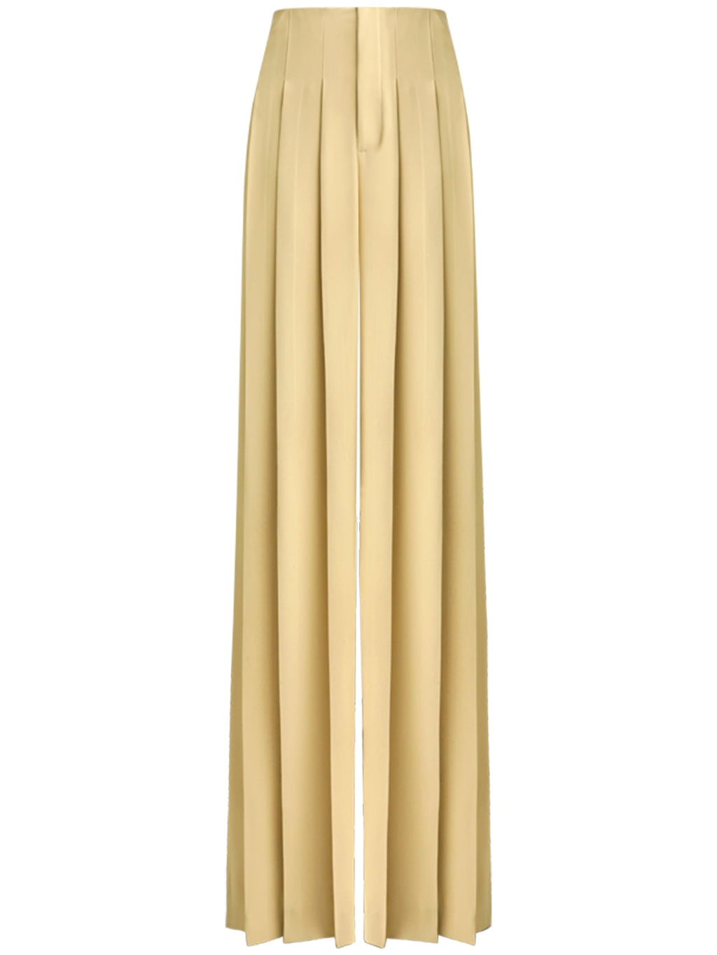 High Waist Pleated Wide Leg Beige Pants