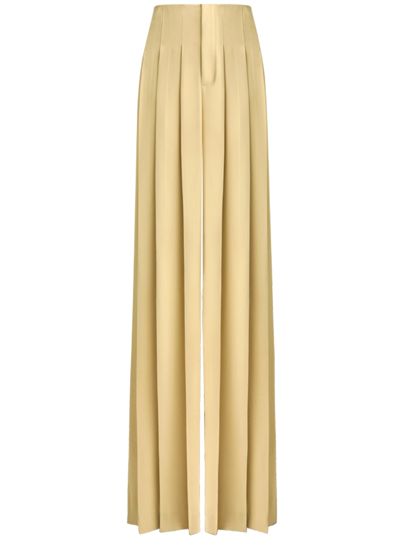 High Waist Pleated Wide Leg Beige Pants