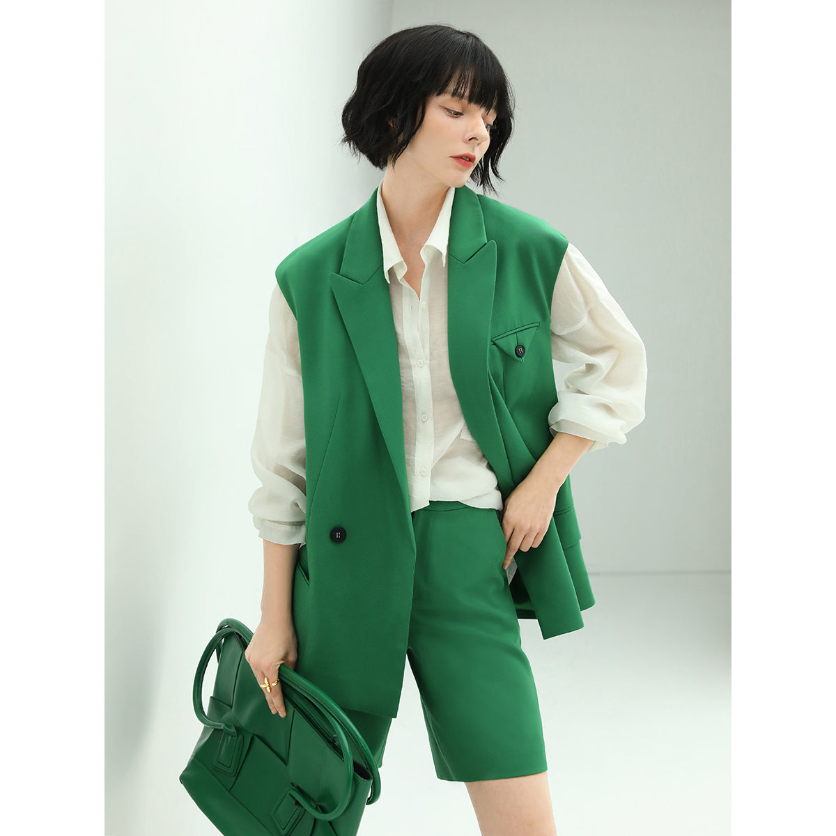 Illuminating Bermuda Green Shorts-1