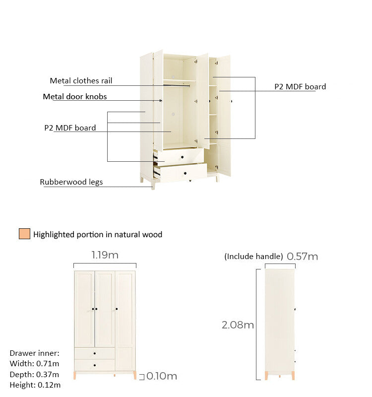 Julies Kids White Wardrobe Cabinet-1
