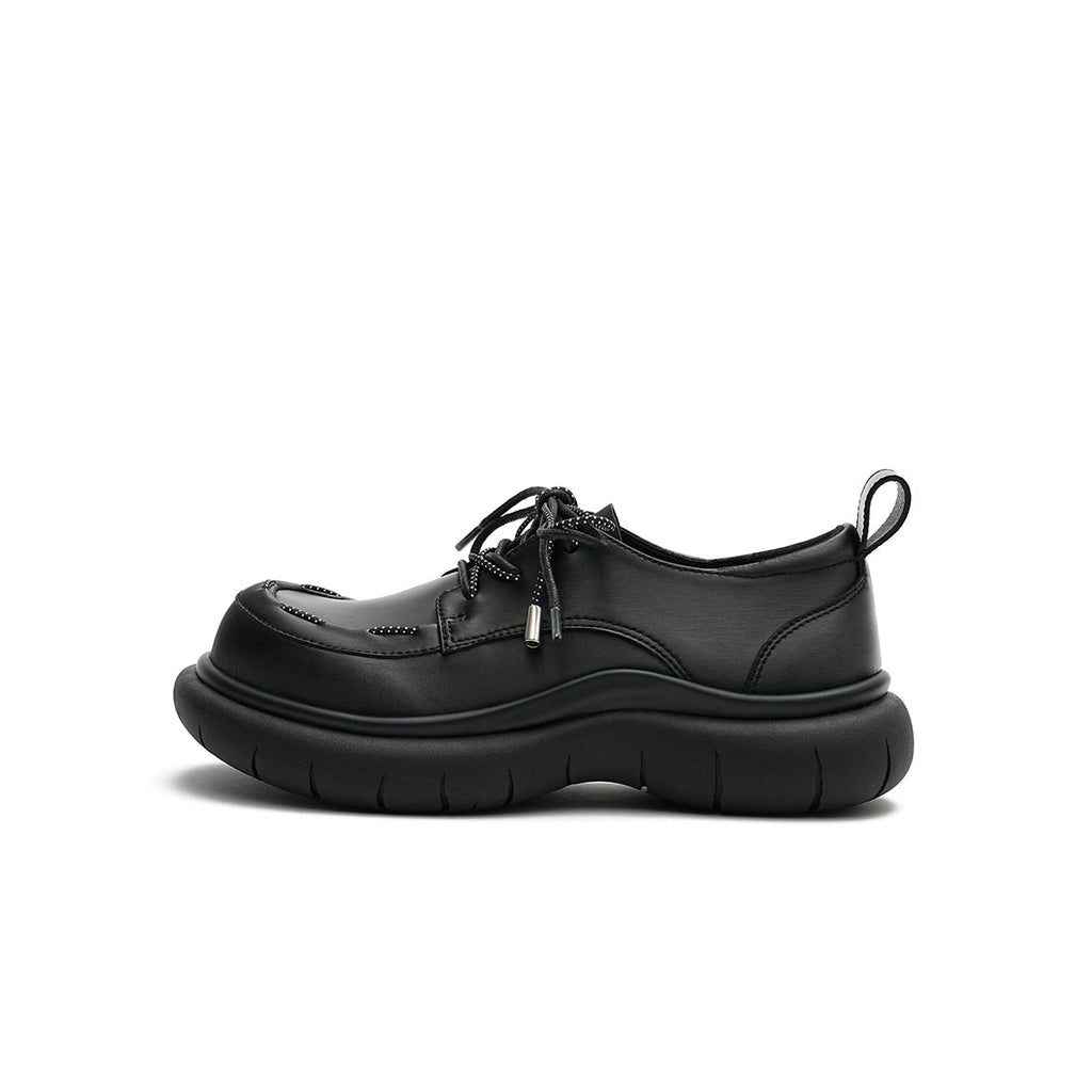 Lace-Up Leather Shoes with Padded Bottoms-0