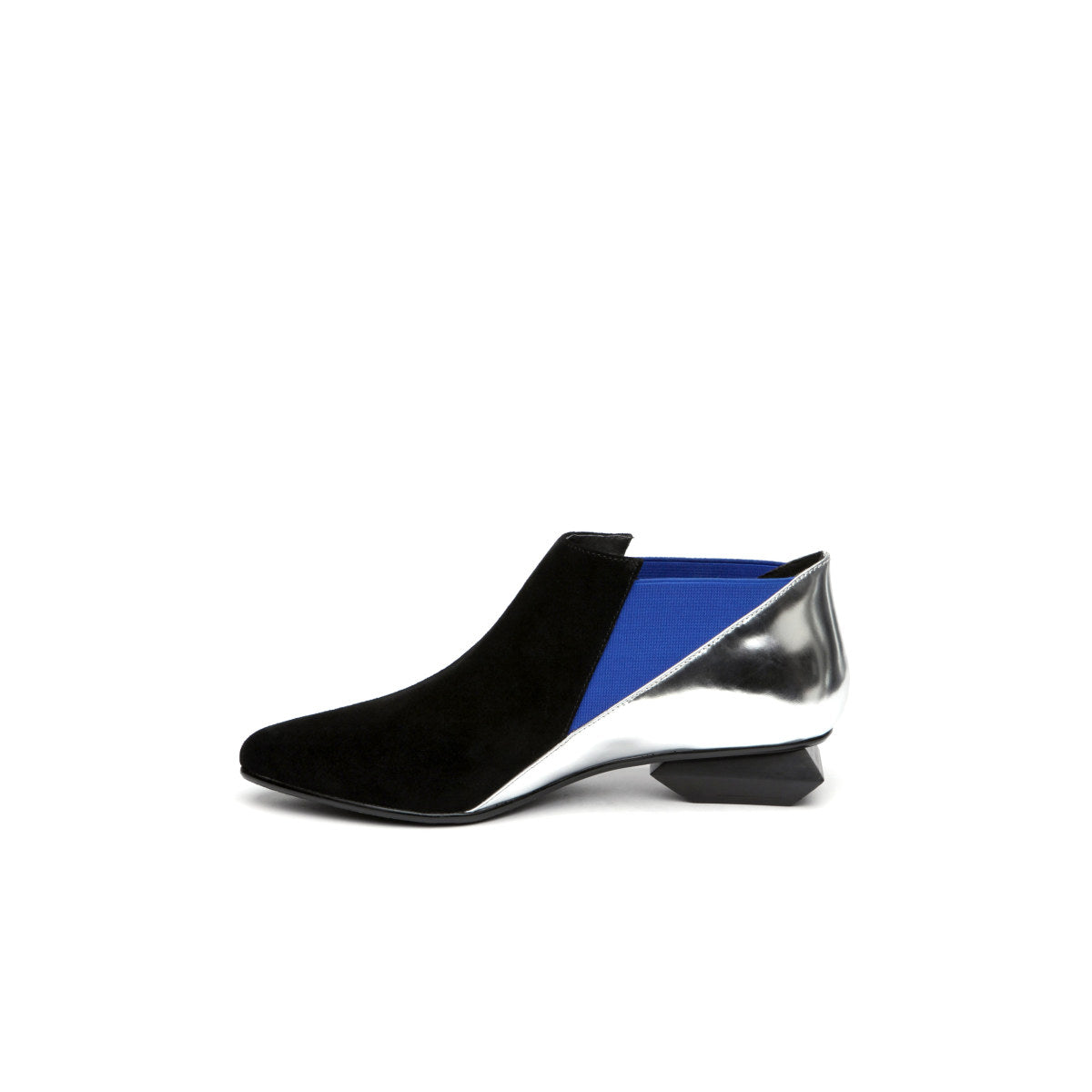 Leather Ankle Boots with Trapezoidal Heels-5