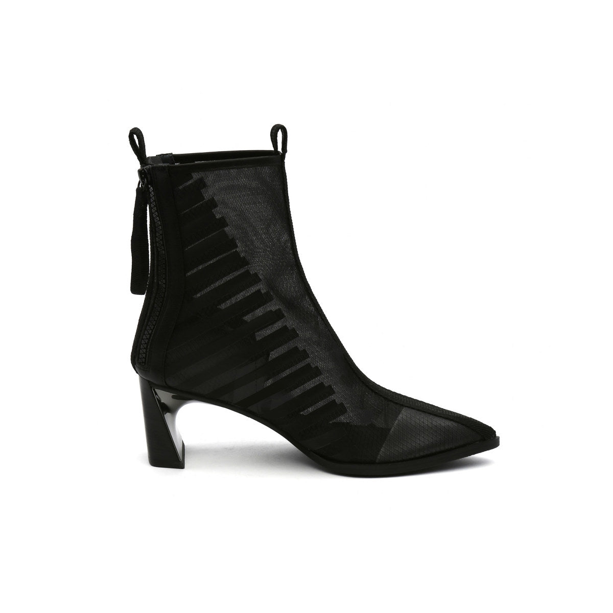Skyline Mesh-Trimmed Leather Ankle Boots-2