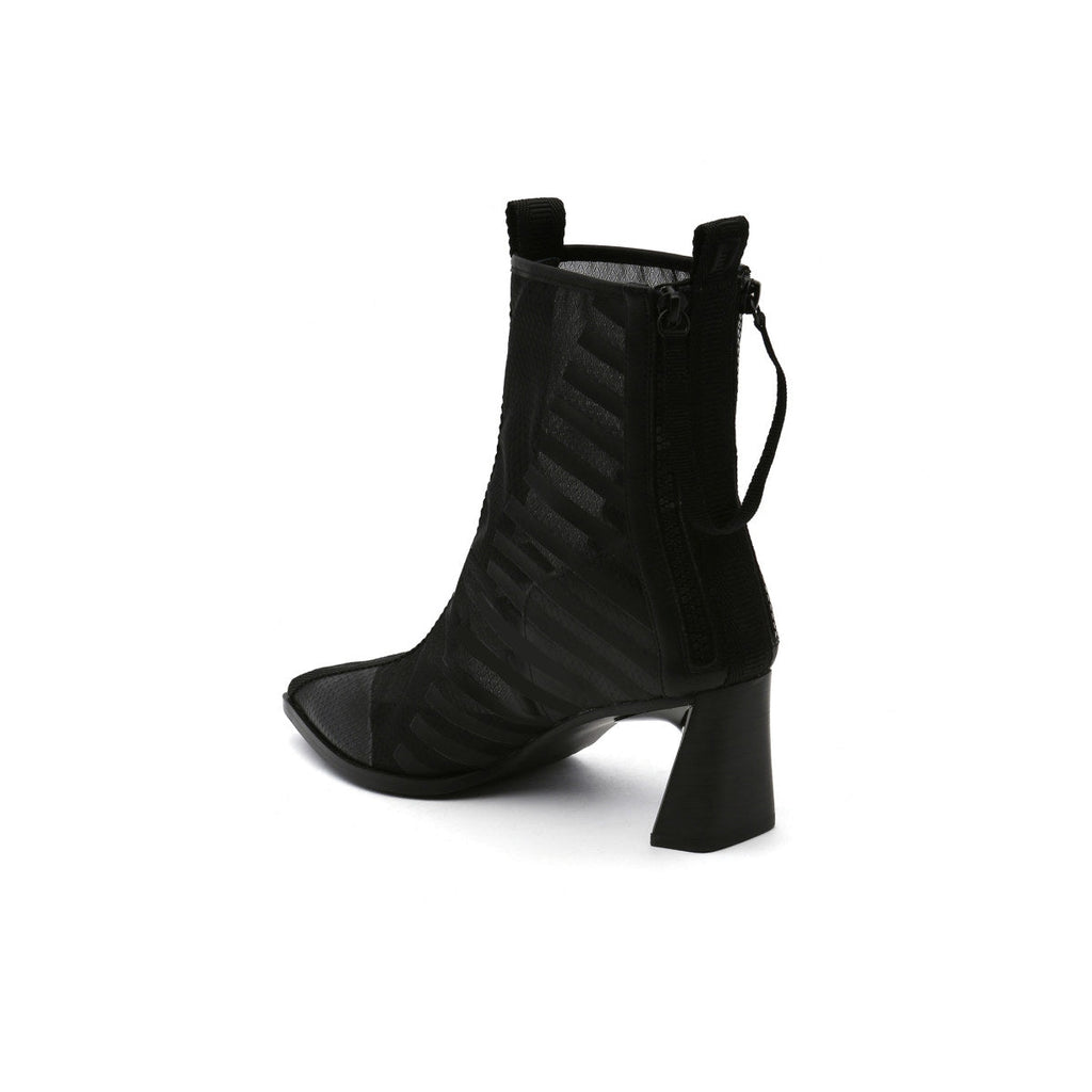 Skyline Mesh-Trimmed Leather Ankle Boots-3