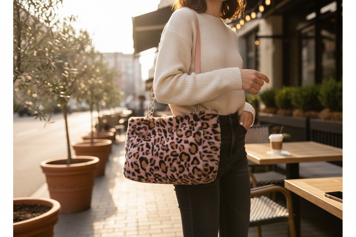 Handväska Leopard – Trendig mjuk väska med kedjedetalj