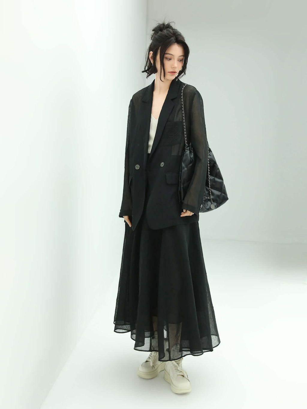 Lightweight Embroidered Sheer Blazer-1