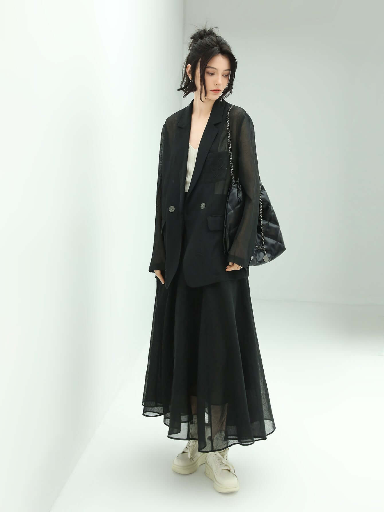 Lightweight Embroidered Sheer Blazer-1