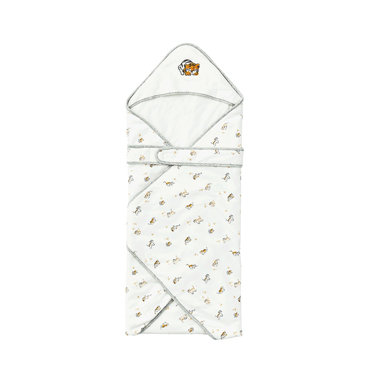 Lively Tiger Comfort Cotton Baby White Swaddle Wrap-3