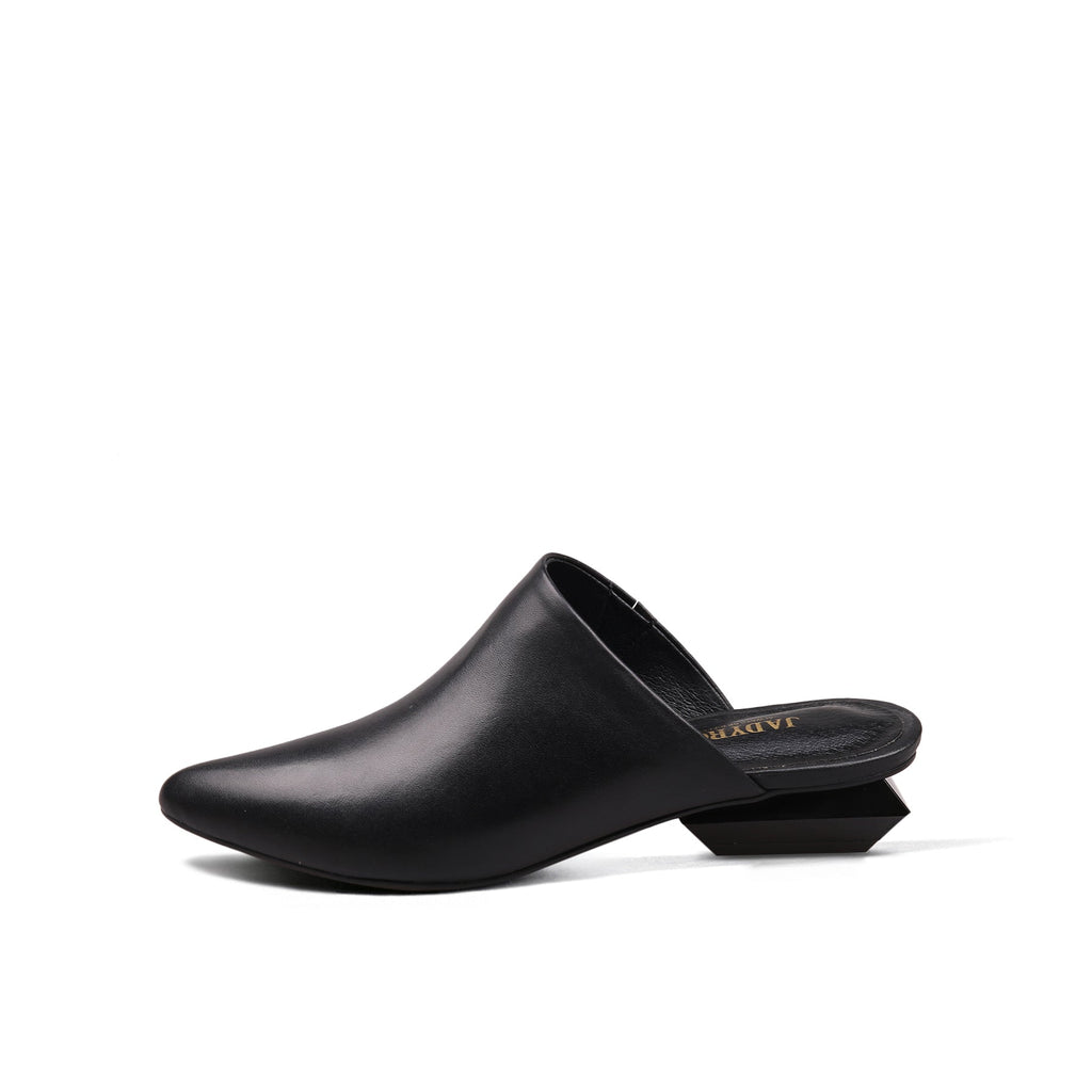 Low Heel Leather Mules-0