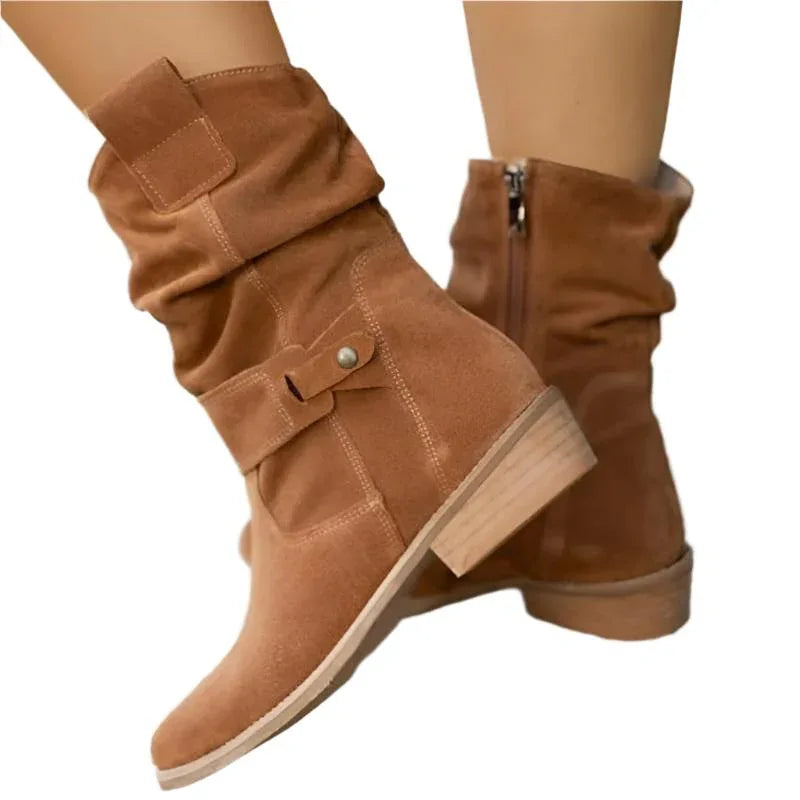 Low Round Toe Women's Boots