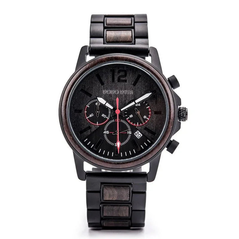Luminous 10M Waterproof Wood Quartz Watch For Men