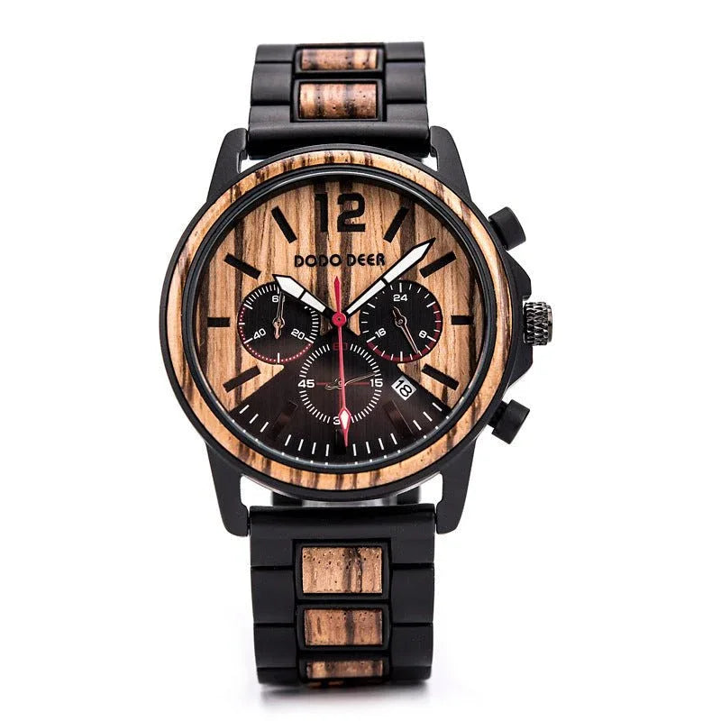 Luminous 10M Waterproof Wood Quartz Watch For Men