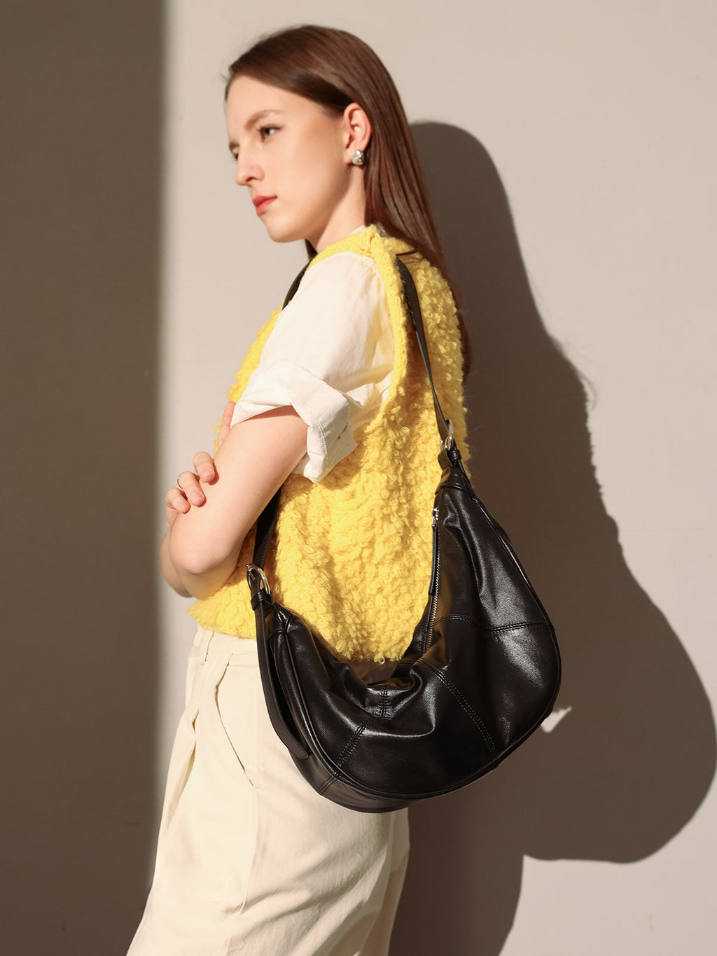 Macy Slouchy Leather Shoulder Bag-3