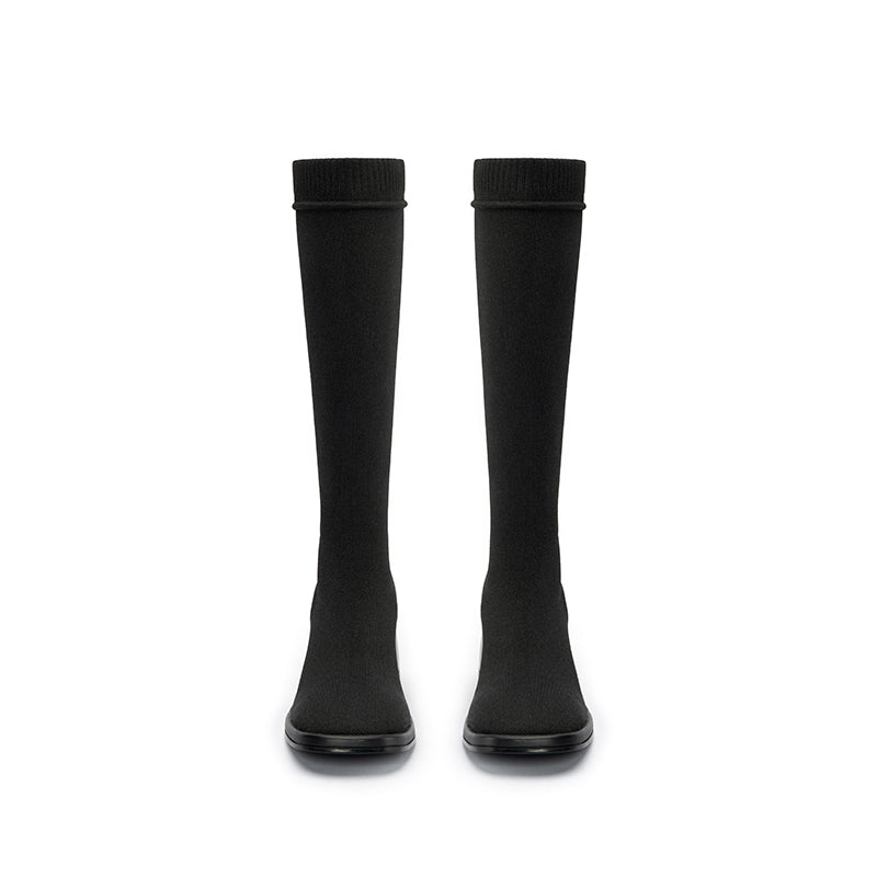 Mademoiselle Round Toe Knee High Sock Boots-2