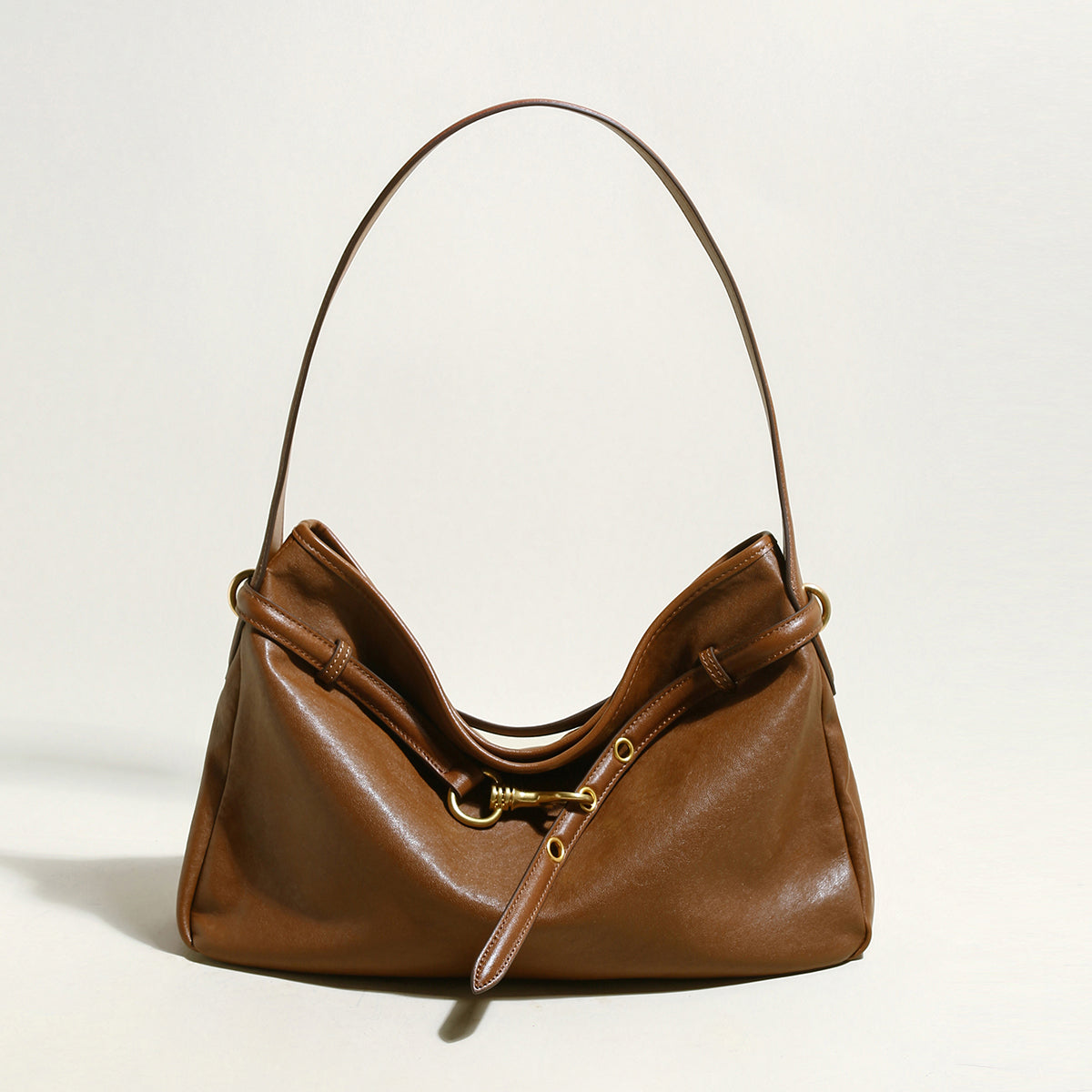 Mediun Slouchy Leather Shoulder Bag-5