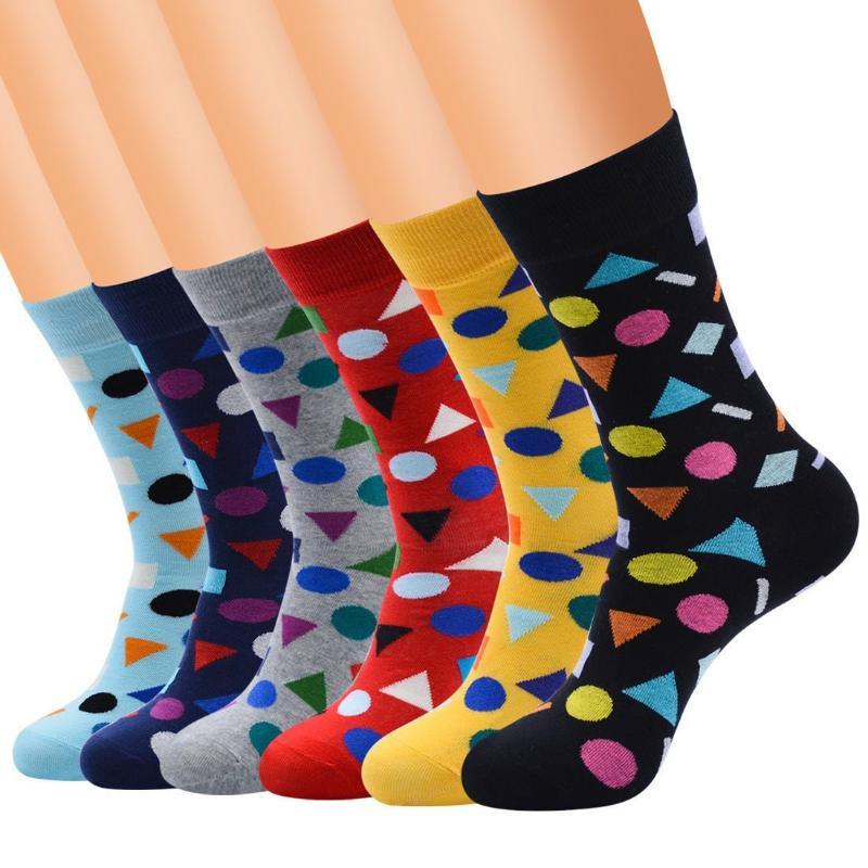 Men's Funny Cotton Socks With Geometric Shapes
