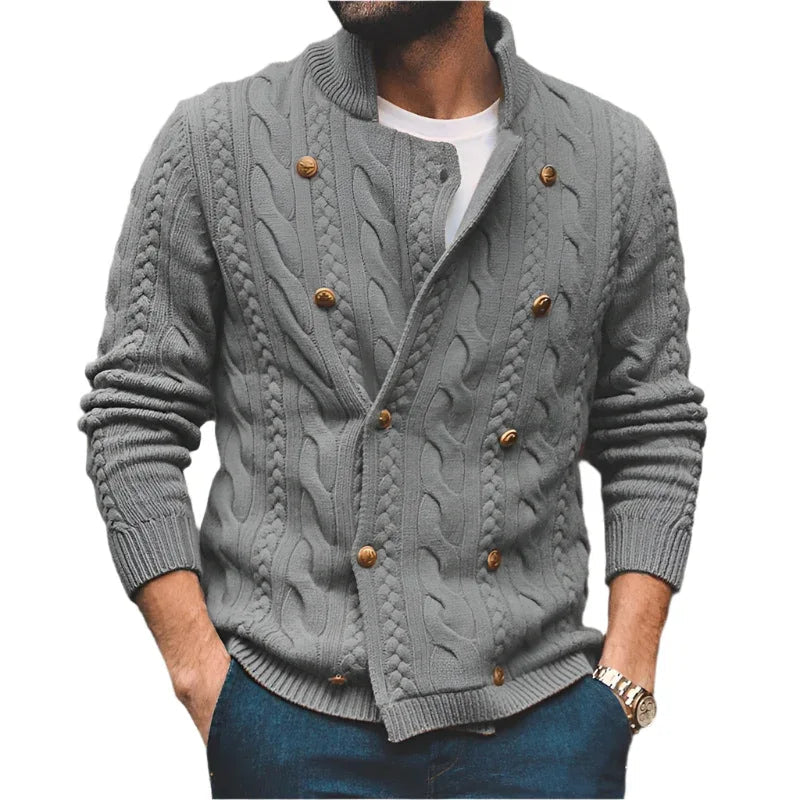 Men's Half Collar Double-Breasted Knitted Buttoned Sweaters