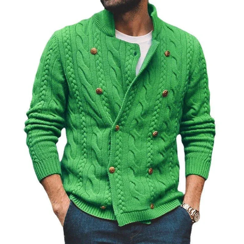 Men's Half Collar Double-Breasted Knitted Buttoned Sweaters