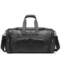 Men's Leather Business Travel Duffle Weekend Bag With Attachable Shoulder Strap