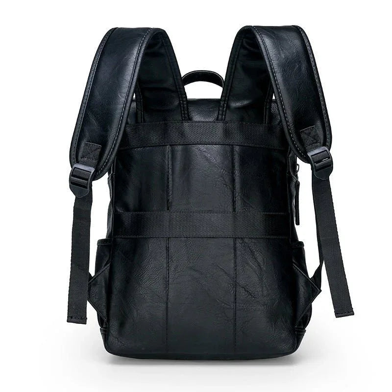 Men's Leather Leisure Travel Bag Backpack