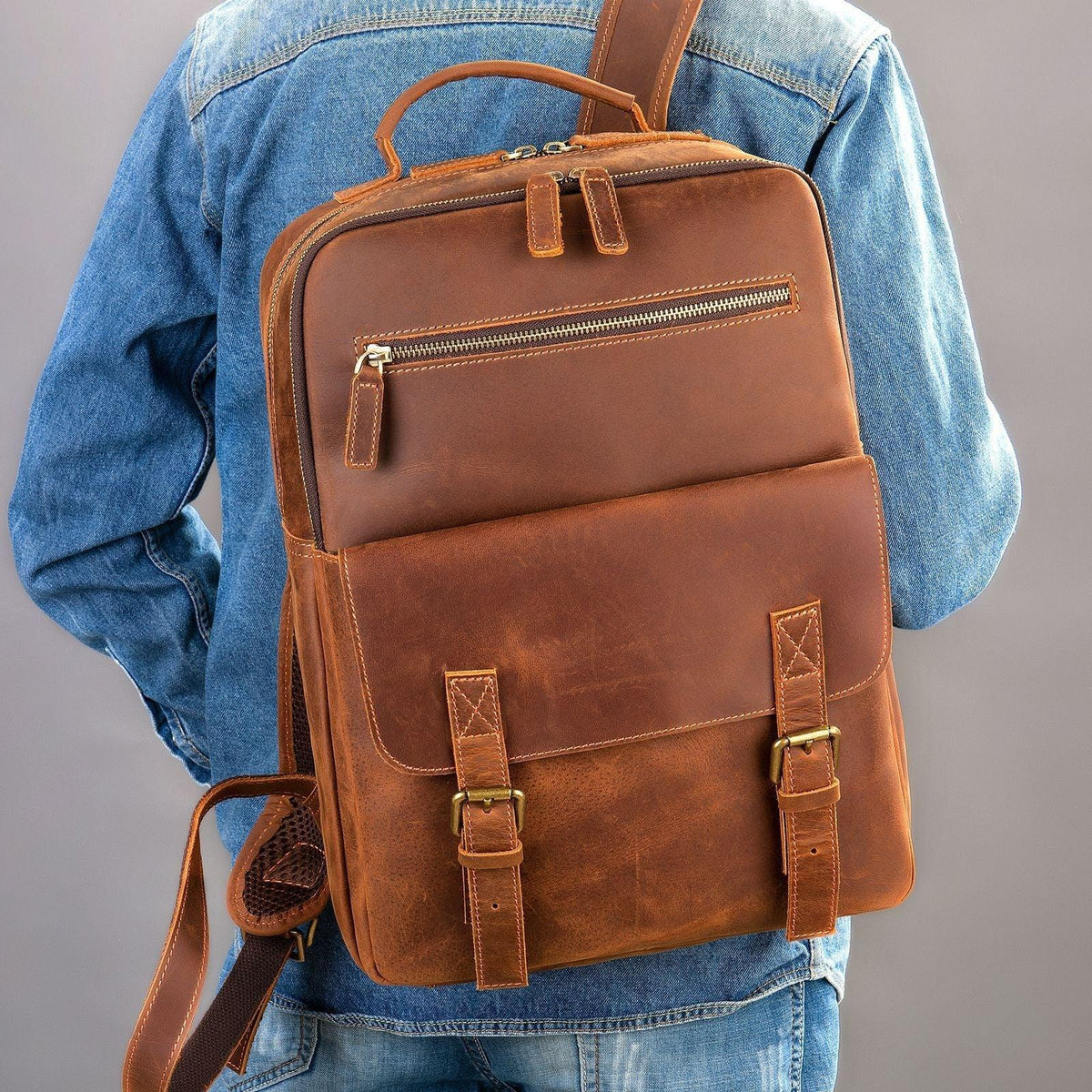 Men's Leather Retro Large Capacity Backpacks
