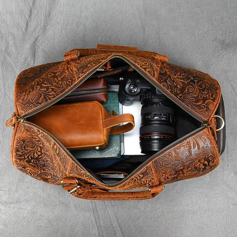 Men's Leather Vintage Duffle Weekend Bag