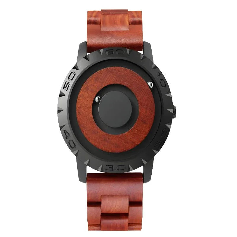 Men's Magnetic Balls Watch With Wooden Strap