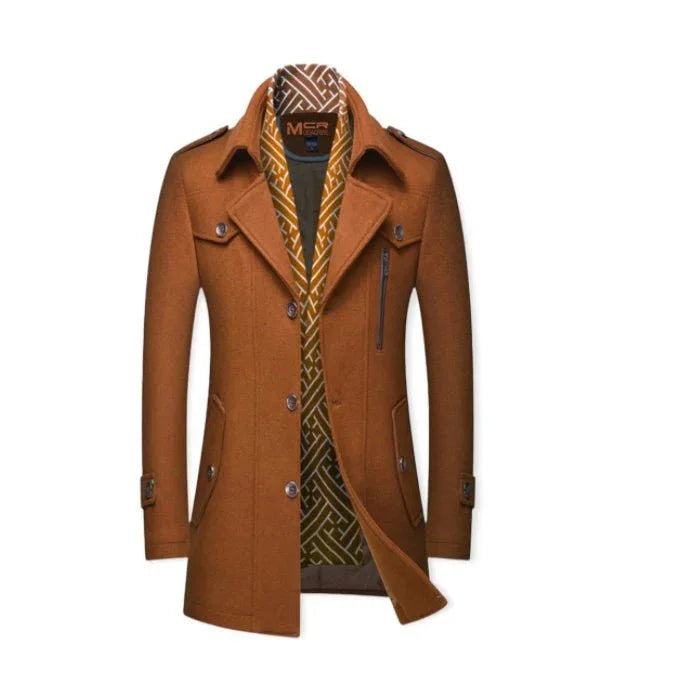 Men's Thickened Scarf Collar Winter & Autumn Polyester Coat