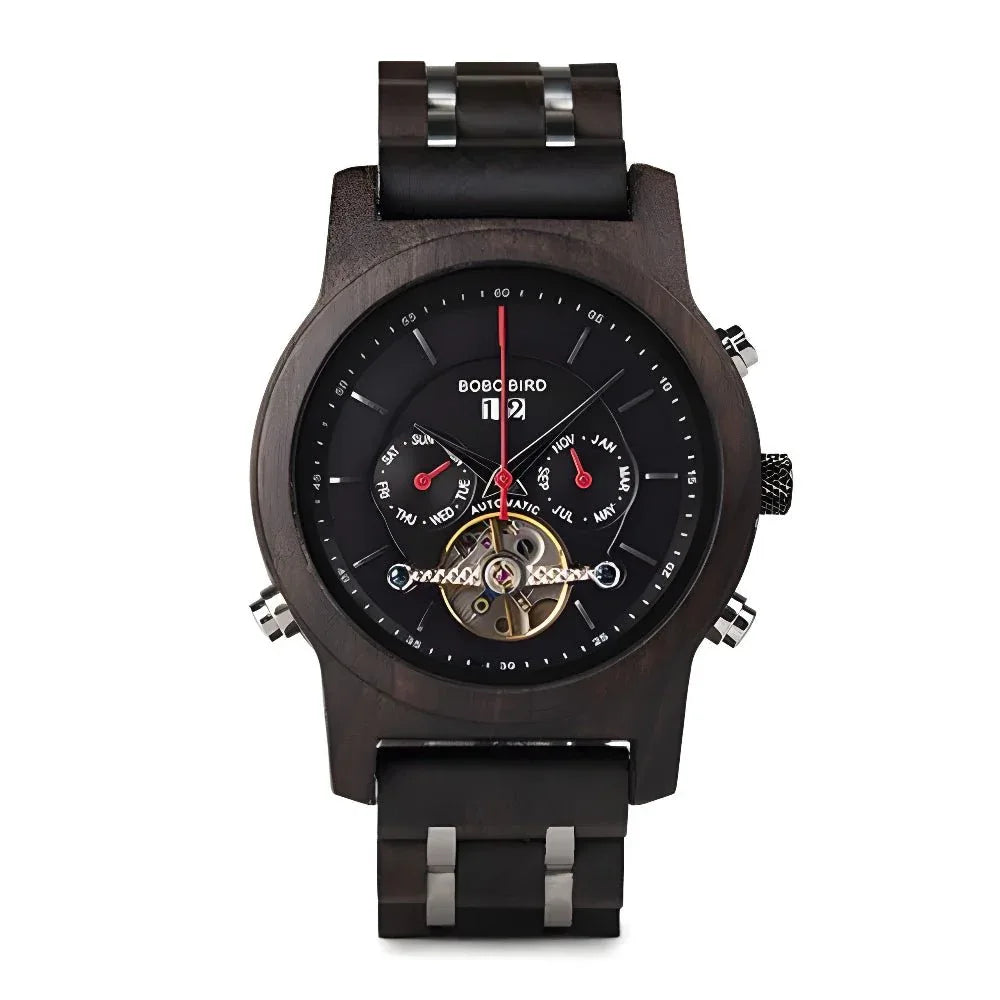 Men's Tourbillon Automatic Mechanical Wood Watch