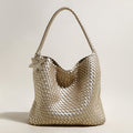 Metallic Champagne Woven Tote-0