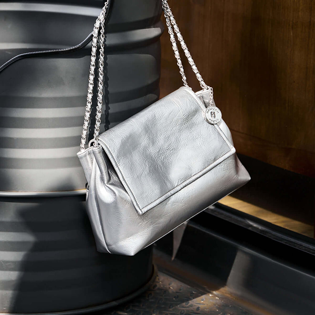 Metallic Leather Chain Strapped Shoulder Bag-1