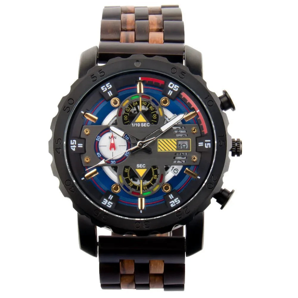 Multifunctional Luminous Large Dial Wood Watch For Men