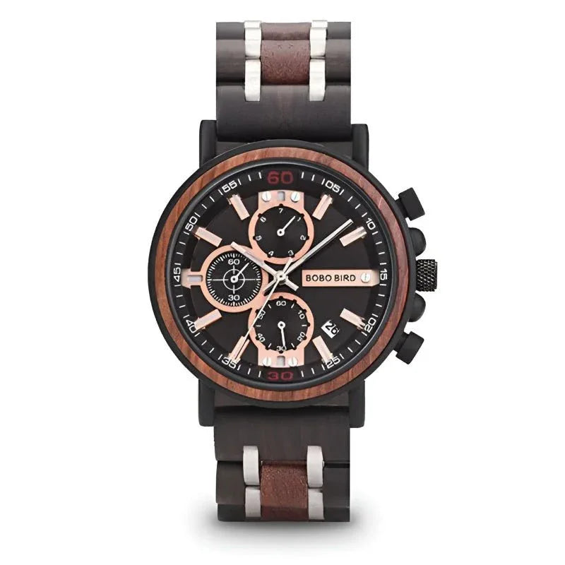 Multifunctional Solid Wood Watch For Men