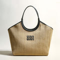 Natural Khaki Woven Tote Bag-0