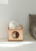 Natural Wood Cat Bed House-0