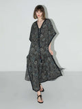 Navy Paisley Batwing Vacation Dress-0