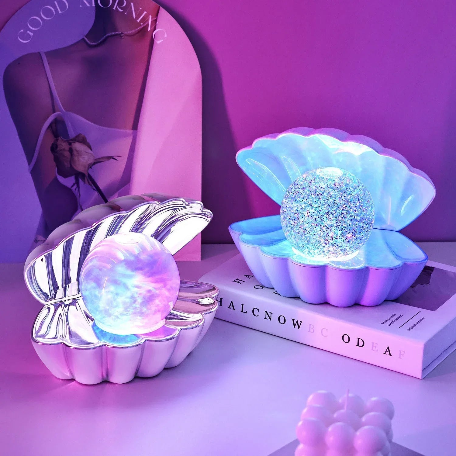 Neon Ambience Light Decorative Ornaments Shell-Shaped Small Night Bedside Table Lamp