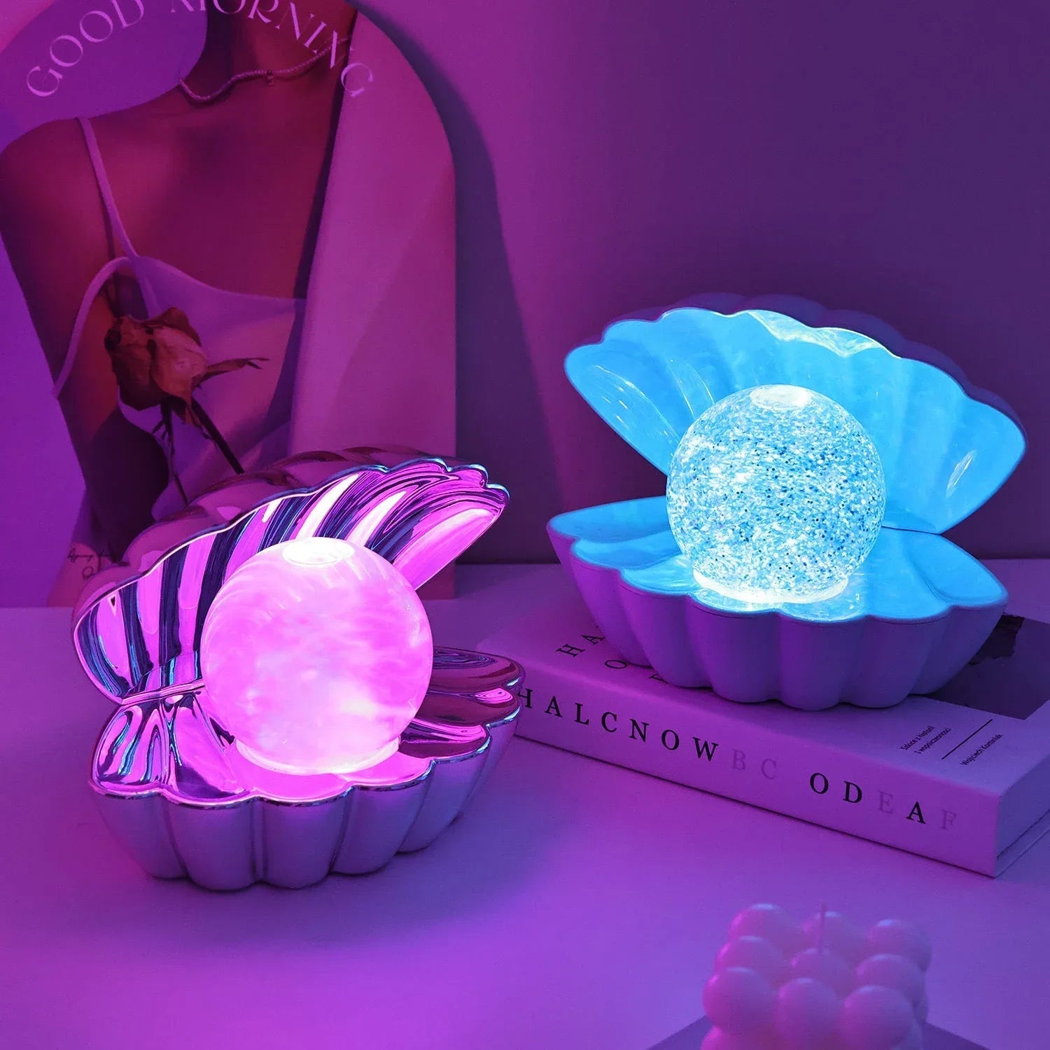 Neon Ambience Light Decorative Ornaments Shell-Shaped Small Night Bedside Table Lamp