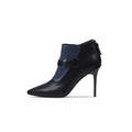 Patchwork Leather Zip-Back Stiletto Boots-0