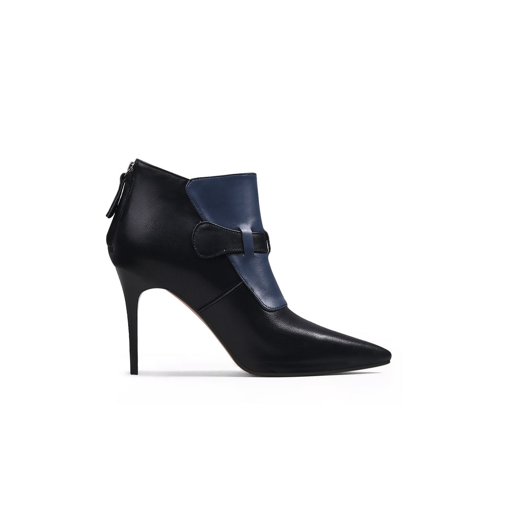 Patchwork Leather Zip-Back Stiletto Boots-2