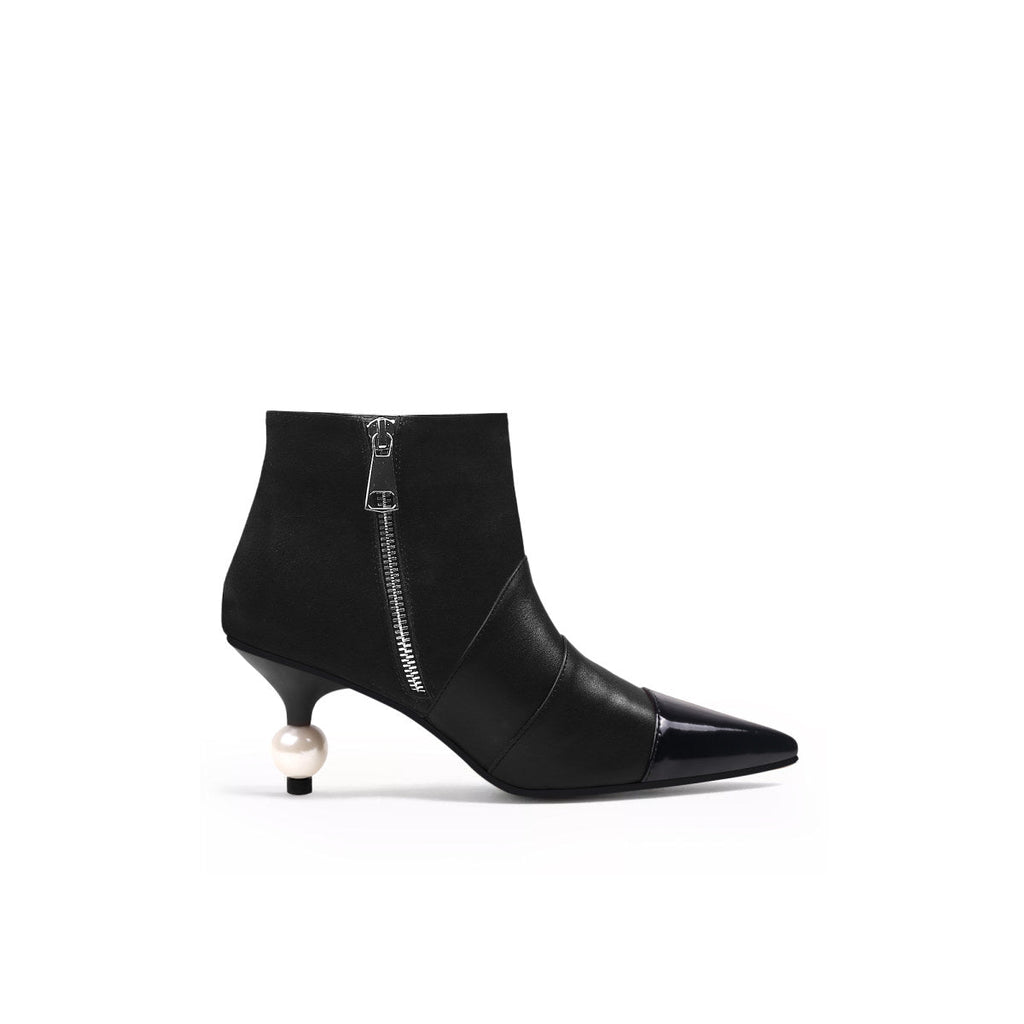 Pearl Kitten Heel Boots-2