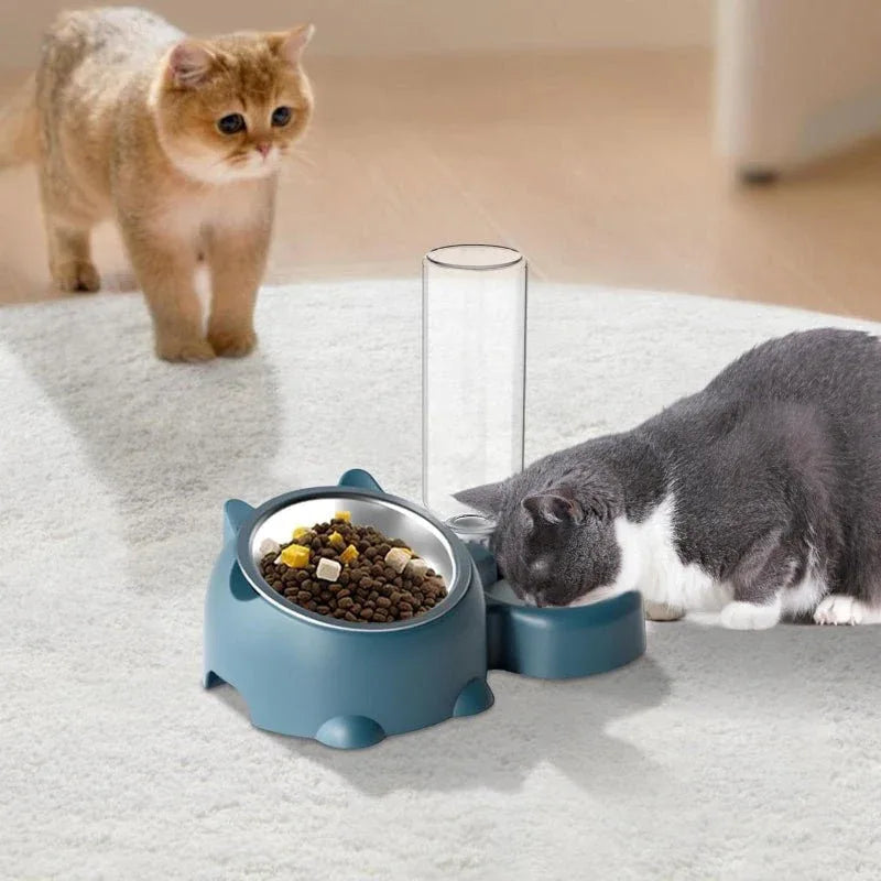 Pet Double Cat Dog Food And Water Bowl