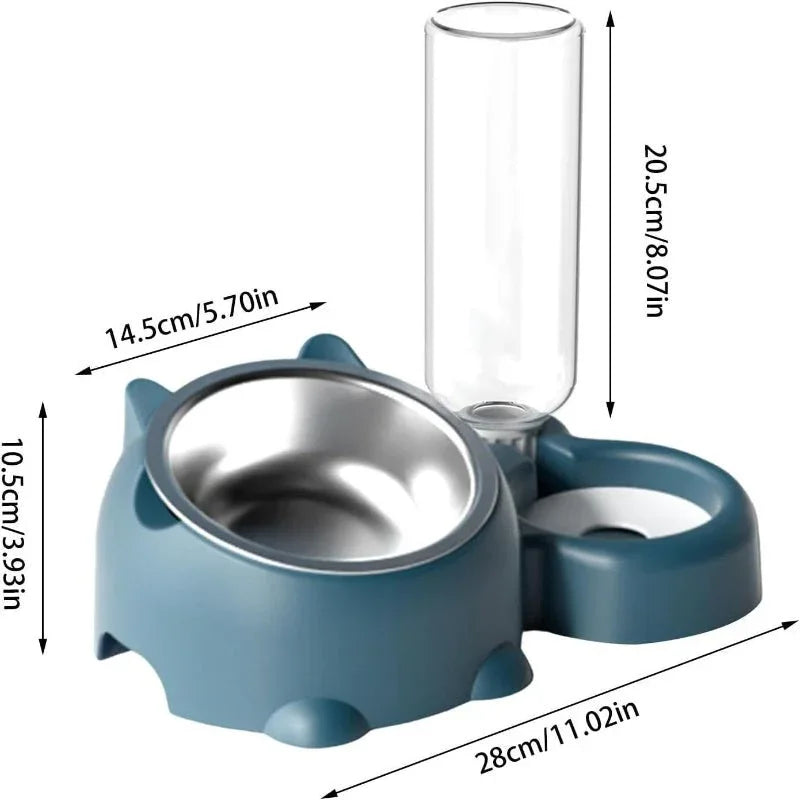 Pet Double Cat Dog Food And Water Bowl